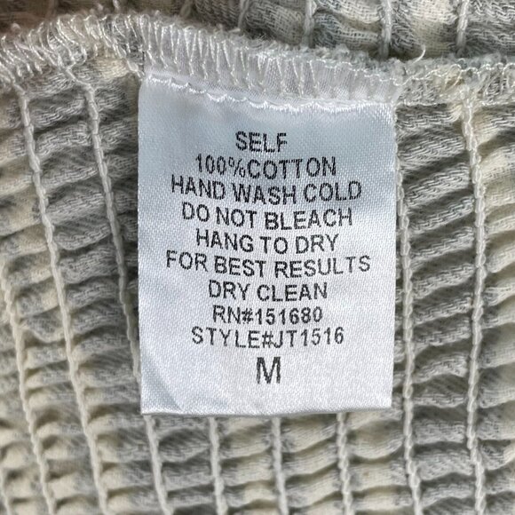 Storia Womens Medium Smocked Flutter Sleeve Crop Top Gray Sleeveless - Picture 8 of 9